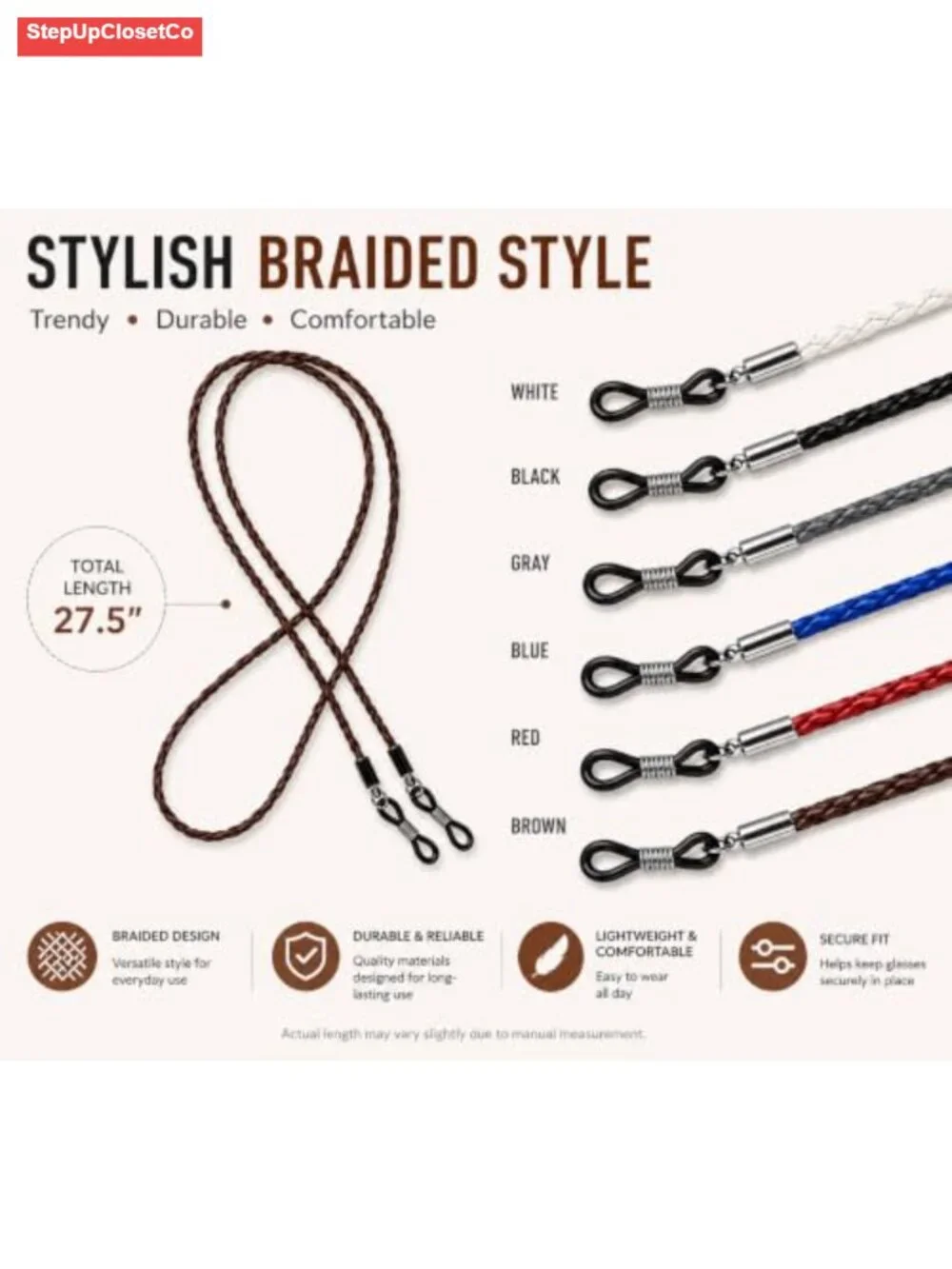 6 Pcs Adjustable Glasses Straps Holder, Leather & Silicone Eyeglass Lanyards